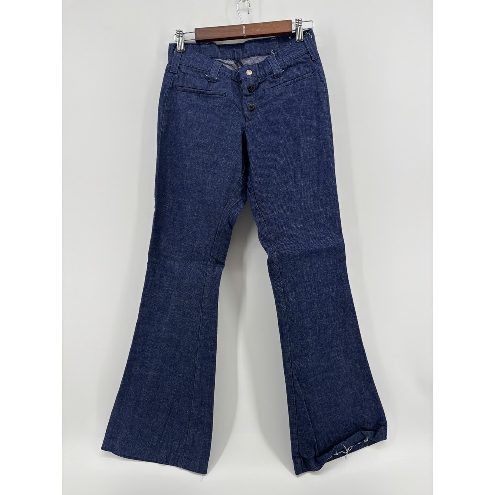Everyday Womens Flared Leg Jeans Dark Indigo Sailor Pocket Button Fly 28x31.5